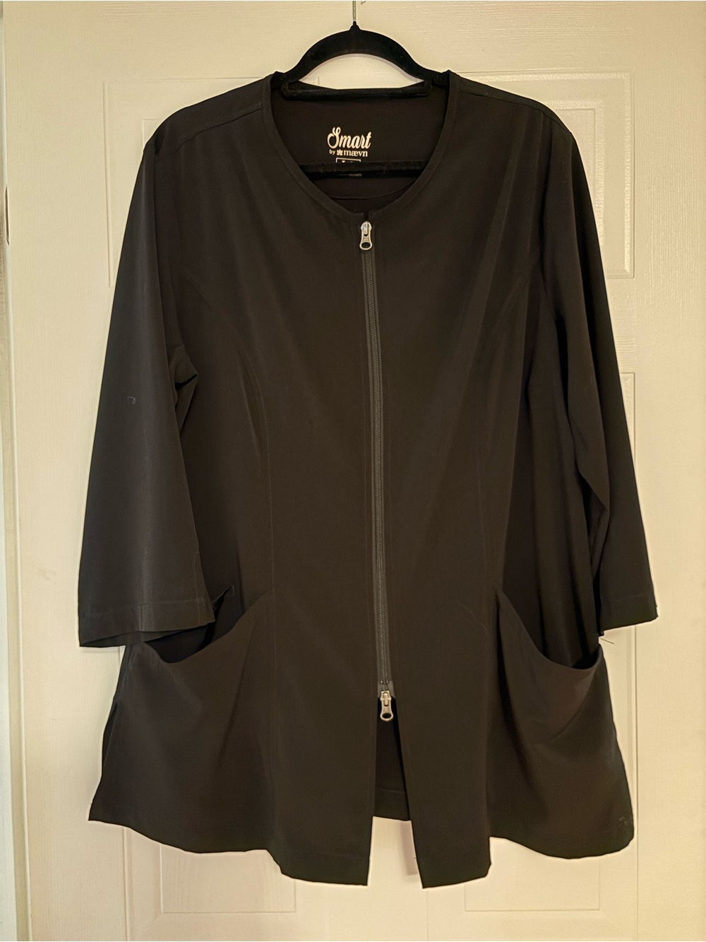 LG Black Zip-Front Trench Coat